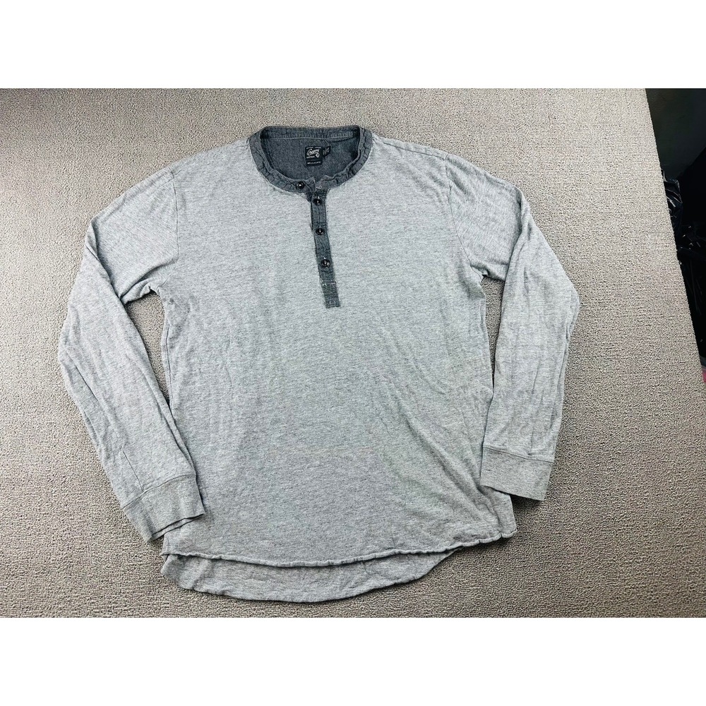 Grayers Henley Shirt Men XL Gray Regular Fit Long Sleeve Cotton Heritage Prep